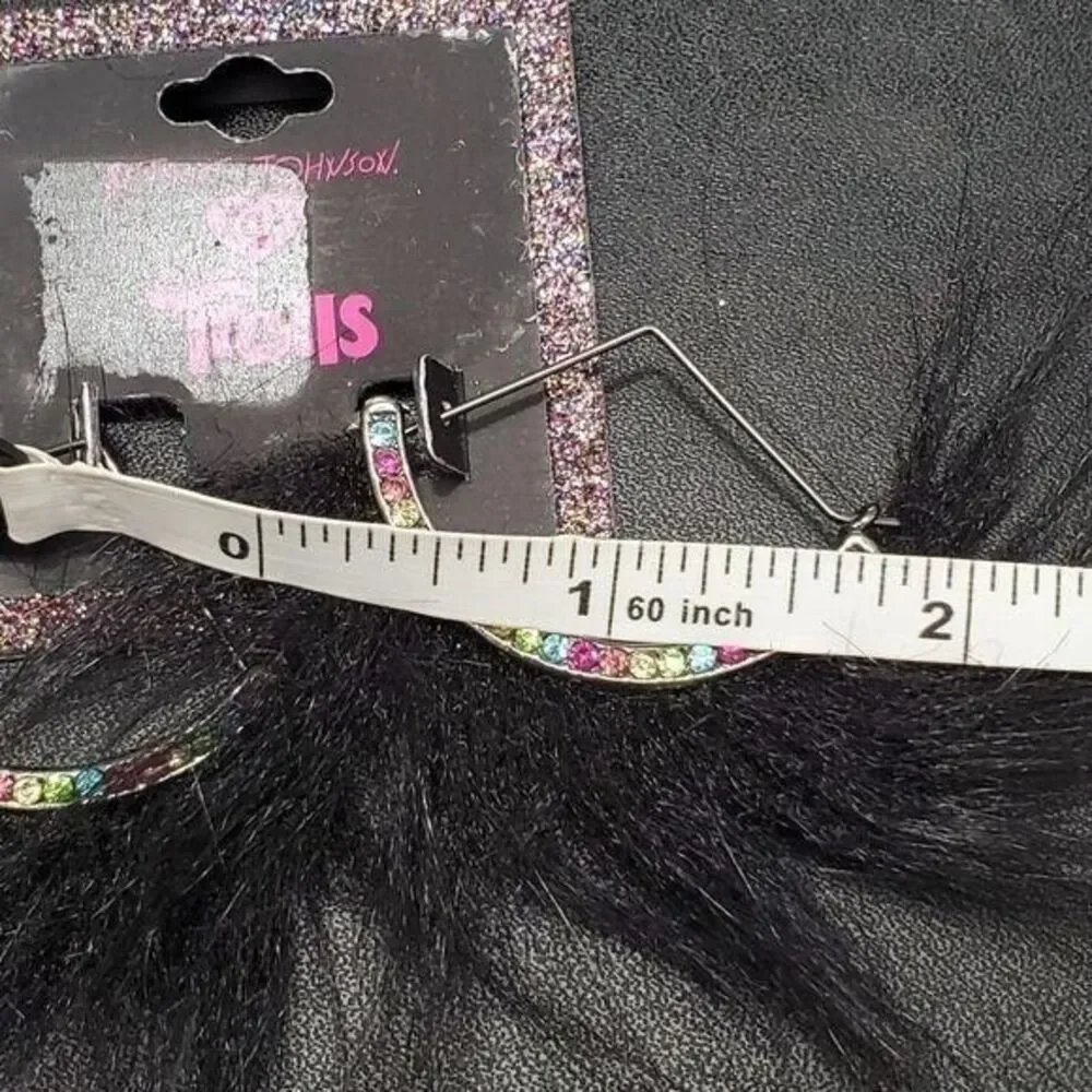Betsey Johnson Trolls black fuzzy earrings